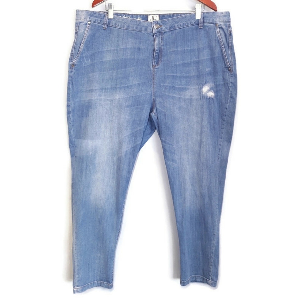 d/C Slightly Curvy Distressed Skinny Jeans Blue Casual Denim Womens Plus Size 24